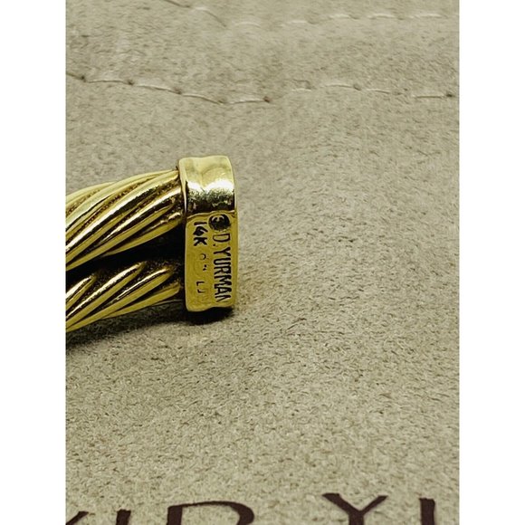 David Yurman Solid 14k Yellow Gold Double Cable Cuff Diamond Bracelet 6.5'' - Picture 7 of 10